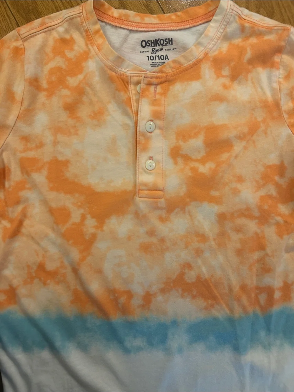 OshKosh B'gosh Orange & Blue Tie-Dye Henley Tee
